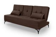 Sofa cama colorado reclinavel com mesinha porta copos tecido suede
