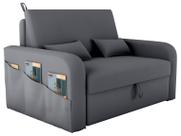 Sofá Cama com Baú 2 Lugares 140cm Lady Day Cinza Matrix