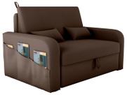 Sofá Cama com Baú 2 Lugares 140cm Lady Day Marrom Matrix