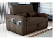 Sofá Cama com Baú 2 Lugares 140cm Lady Day Marrom Matrix