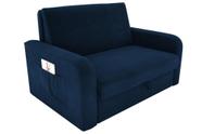 Sofá Cama com Baú 2 Lugares Daiane Azul Matrix