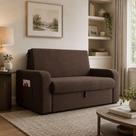 Sofá Cama com Baú 2 Lugares Daiane Marrom Matrix Sofá Cama com Baú 2 Lugares Daiane Marrom Matrix
