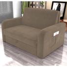 Sofá Cama com Baú 2 Lugares John Veludo Cappuccino Sofá Cama com Baú 2 Lugares John Veludo Cappuccino
