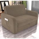 Sofá Cama com Baú 2 Lugares Raheny Veludo Cappuccino