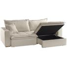 Sofá Cama com Baú Messina em Linho 4 Lugares Retrátil e Reclinável 230cm Luxury Cor Bege Sofá Cama com Baú Messina em Linho 4 Lugares Retrátil e Reclinável 230cm Luxury Cor Bege