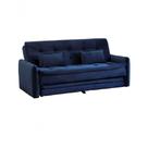 Sofá Cama Com Cama Auxiliar Madalena Veludo Azul Marinho
