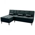 Sofá Cama com Chaise 3 Lugares 2,00 Mts Nice Matrix Preto Sofá Cama com Chaise 3 Lugares 2,00 Mts Nice Matrix Preto