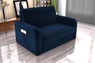 Sofá Cama Daiane Veludo Azul E433 - Matrix Sofá Cama Daiane Veludo Azul E433 - Matrix