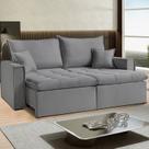 Sofá Cama Dallas 210 Cm sem Caixa Veludo Prata Cinza