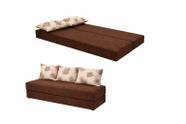 Sofá Cama de Luxo Sofanete Marrom Floral 3 em 1