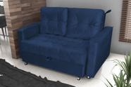 Sofá Cama Drika Veludo Azul E433 - Matrix