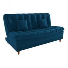 Sofá Cama Duda Veludo Azul Matrix Sala Premium 3 Lugares