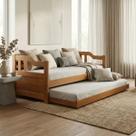 Sofá Cama Estilo Texas Madeira Maciça Com Cama Auxiliar Castanho Premium