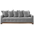 Sofá Cama Feeling Casal 4 Lugares e 5 Almofadas 210cm Tecido Linho Innove Cor Linho Cinza