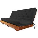 Sofá Cama Futon L Acquablock Preto em Madeira Nobre Maciça