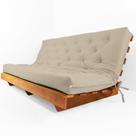 Sofá Cama Futon L Sarja Bege em Madeira Nobre Maciça