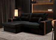 Sofá-cama Ipanema 3 Lugares Suede Preto 200cm