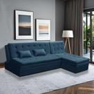Sofá Cama King 5 Lugares 2,70m Alice Suede Azul Adonai Estofados