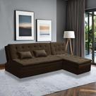 Sofá Cama King 5 Lugares 2,70m Alice Suede Marrom Adonai Estofados