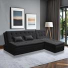 Sofá Cama King 5 Lugares 2,70m Alice Suede Preto Adonai Estofados