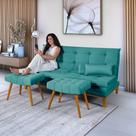 Sofá Cama Mob Suede Pés em Madeira Reforçado + 2 Banquetas Sofá Cama Mob Suede Pés em Madeira Reforçado + 2 Banquetas