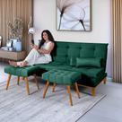 Sofá Cama Mob Suede Pés em Madeira Reforçado + 2 Banquetas Sofá Cama Mob Suede Pés em Madeira Reforçado + 2 Banquetas