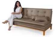Sofá Cama Mobly Estofado em material sintético Pés em Madeira Reforçado Cor:Marrom