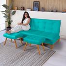 Sofá Cama Mobly material sintético Pés em Madeira Reforçado + 2 Banqueta Sofá Cama Mobly material sintético Pés em Madeira Reforçado + 2 Banqueta