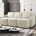 Sofá Cama Modulado Retrátil e Reclinável Decorativo Varsóvia 336cm Veludo Bege G33 - Gran Belo