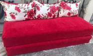 Sofá Cama Multiuso Vermelho Floral