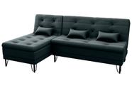 Sofá Cama Nice 2 Lugares com Chaise Veludo Preto