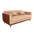 Sofá Cama Pala 203cm Reclinável material sintético Marrom Linho Areia - Sallar Home