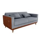 Sofá Cama Pala 203cm Reclinável material sintético Marrom Linho Cinza - Sallar Home