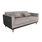 Sofá Cama Pala 203cm Reclinável material sintético Preto Linho Cinza - Sallar Home