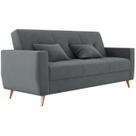Sofá Cama Pamela 4 Lugares Reclinável com Baú 207cm Tecido Veludo Matrix Cor Cinza