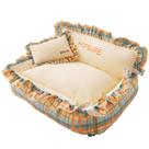 Sofá-cama para animais de estimação, almofada de dormir de pelúcia macia e aconchegante com travesseiro