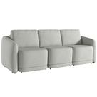 Sofá Cama para Sala de Estar 3 Lugares 246cm Montserrat K01 Linho Cinza - Lyam Decor