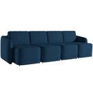 Sofá Cama para Sala de Estar 4 Lugares 316cm Montserrat K01 Veludo Azul Marinho - Lyam Decor