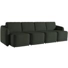 Sofá Cama para Sala de Estar 4 Lugares 356cm Montserrat K01 Veludo Verde - Lyam Decor