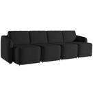 Sofá Cama para Sala de Estar 4 Lugares 396cm Montserrat K01 Veludo Preto - Lyam Decor