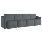 Sofá Cama para Sala de Estar 5 Lugares 436cm Montserrat K01 Bouclê Cinza - Lyam Decor