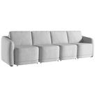 Sofá Cama para Sala de Estar 5 Lugares 436cm Montserrat K01 Veludo Cinza - Lyam Decor