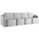 Sofá Cama para Sala de Estar 5 Lugares 436cm Montserrat K01 Veludo Cinza - Lyam Decor