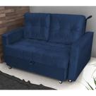 Sofá Cama para Sala de Estar Cross Veludo Azul