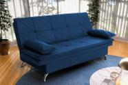 Sofá Cama Pérsia 3 Lugares Suede Velut Azul Marinho - King House