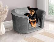 Sofá Cama Pet Para Cachorro E Gato Veludo Cinza 80x60 Bz