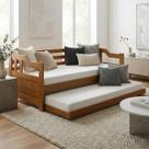 Sofá Cama Premium Madeira Maciça Com Cama Auxiliar Solteiro Ideal para Espaços Modernos