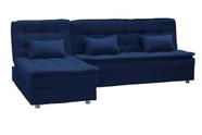 Sofá Cama Reclinável 3 Lugares e Chaise Penélope Azul Matri