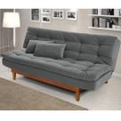 Sofá Cama Reclinável 3 Lugares Suede Marrom Linha Retro Pés Madeira