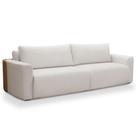 Sofá Cama Retrátil 4 Lugares Para Sala 260cm Tâmisa F04 Linho Cru material sintético Whisky - Lyam Decor